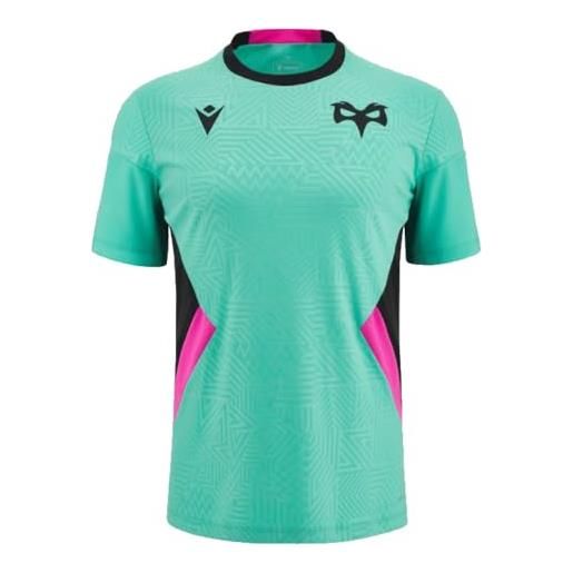 Macron 2023-2024 ospreys rugby training poly football soccer t-shirt maglia (turquoise)