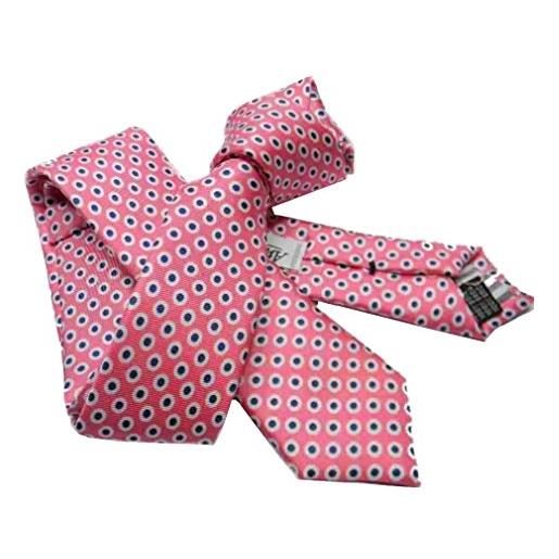 Avantgarde - cravatta slim uomo a pallini retro pois stile rosa shock cerchietti blu navy, multicolore 2