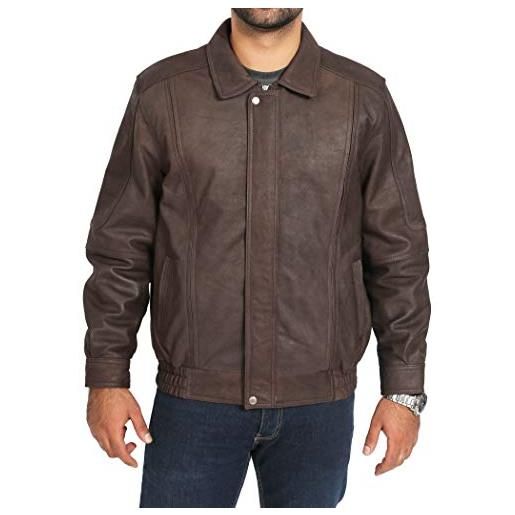 A1 fashion goods mens giacca in pelle blouson regular fit classic bomber- patrick marrone anticato. M