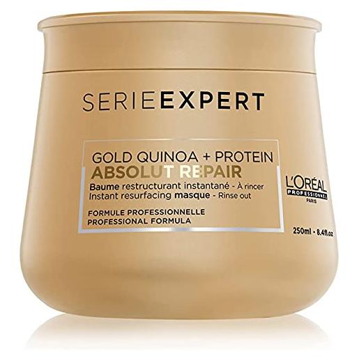 L'Oréal Professionnel Paris - serie expert absolut repair maschera professionale per capelli danneggiati e sensibilizzati, riparazione e morbidezza istantanee, con gold quinoa e proteine, 250ml