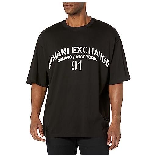 Armani Exchange oversize army logo tee t-shirt, nero bianco, s uomo