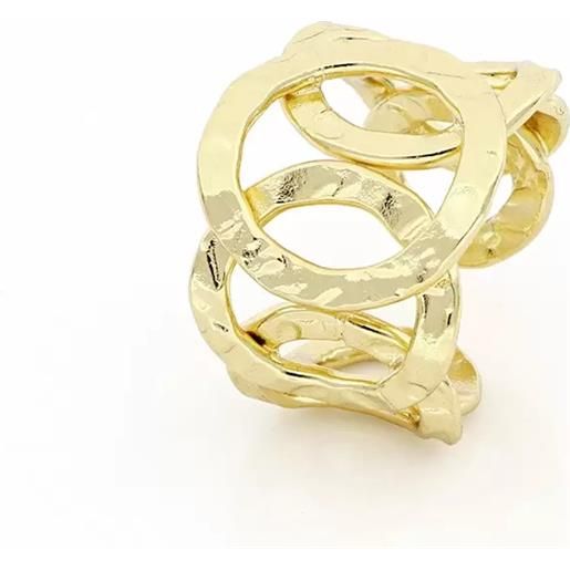 Unoaerre anello donna dorato Unoaerre 1736 cerchi battuto regolabile bronzo