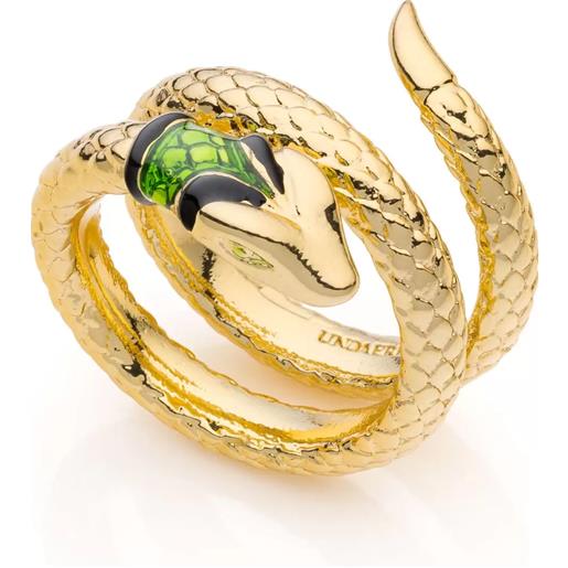 Unoaerre anello donna dorato Unoaerre 2123 spirale testa serpente verde bronzo