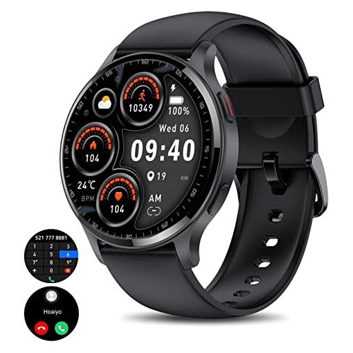 HOAIYO smart watch (call receive/dial), 1.5 smartwatch with call/text/heart rate/sleep/calories counter game, ip68 waterproof 100+ sports mode fitness tracker for i. Phone android phones for men women