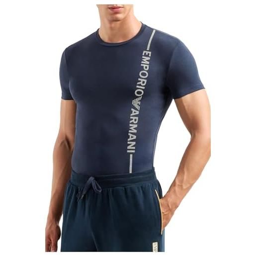Emporio Armani maglietta da uomo con logo laterale t-shirt, blu marino, m