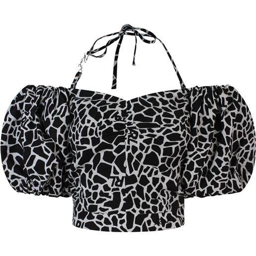 KARL LAGERFELD top bianco/nero animalier per donna