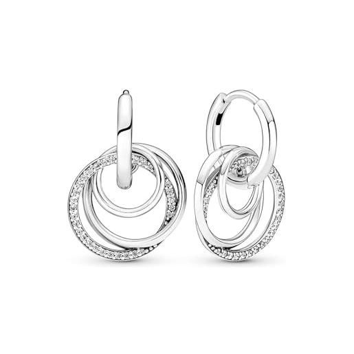 Pandora orecchini a cerchio moments in argento sterling con zirconi cubici trasparenti