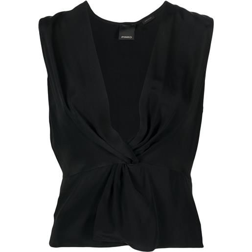 PINKO top smanicato con nodo - nero