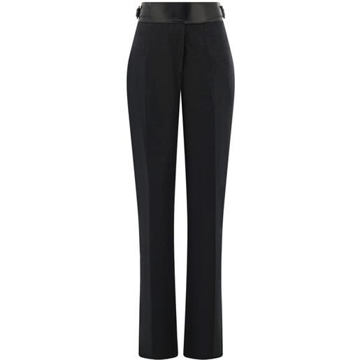 Ferragamo belted tailored linen trousers - nero