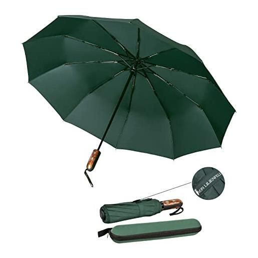 VON LILIENFELD® ombrello tascabile verde scuro rivestimento in teflon apertura e chiusura automatica antivento compatto leggero clark