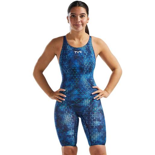 Tyr thresher akurra open back competition swimsuit blu 22 donna
