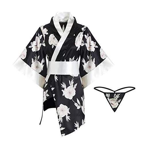 Temptshow femminile giapponese sexy kimono costume geisha accappatoio anime cosplay camicia da notte, stampa floreale. , taglia unica