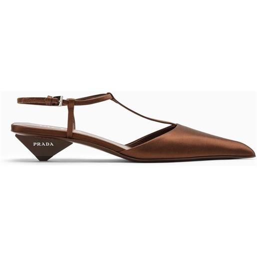 Prada decolleté slingback color tabacco in raso