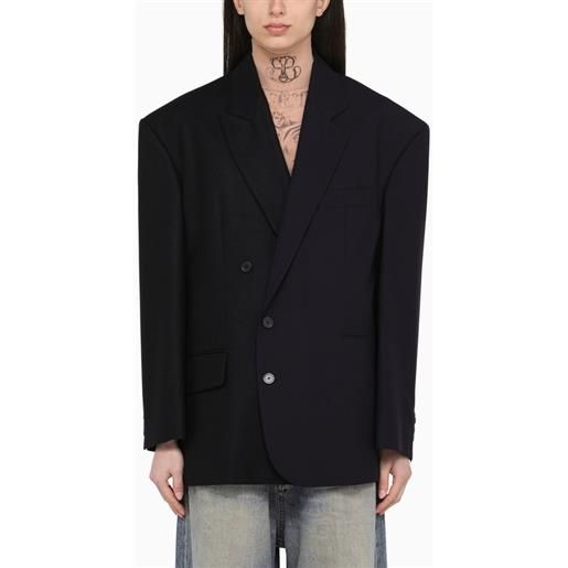 Balenciaga giacca nera in lana con spalline