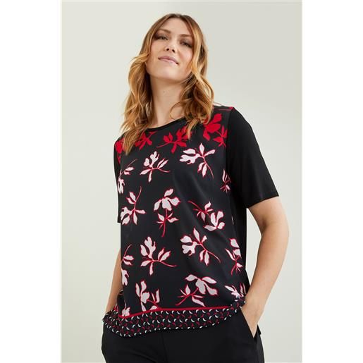 Luisa Viola t-shirt stampata in crepe de chine e jersey donna