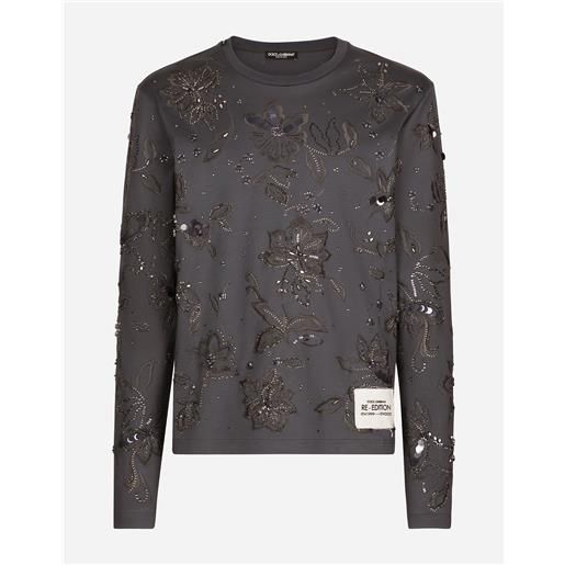 Dolce & Gabbana t-shirt in cotone interlock con ricamo