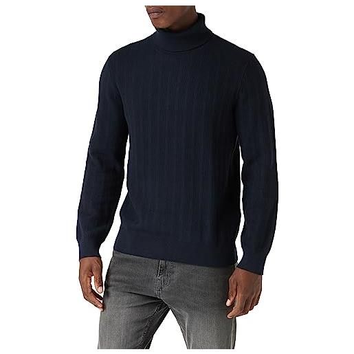 Armani Exchange cotton solid turtle neck sweater maglione, blu navy, s uomo