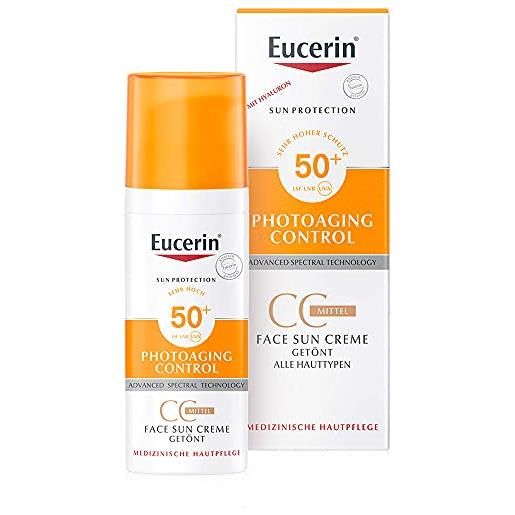 Eucerin sun cc crema solare colorata dorata fp 50+ protezione viso 50 ml