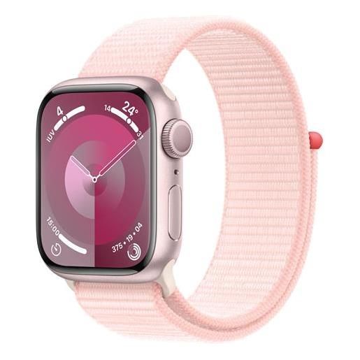 APPLE watch series 9 gps cassa 41mm in alluminio rosa con cinturino sport loop rosa confetto