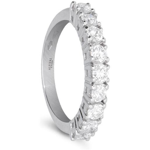 ALFIERI & ST. JOHN anello veretta 9 pietre alfieri & st john in oro bianco con diamanti ct 0,81 colore g purezza si1 misura 14