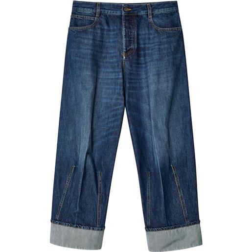 Bottega Veneta jeans crop a gamba ampia - blu