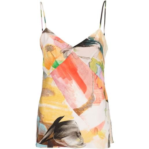 Paul Smith floral collage silk top - verde