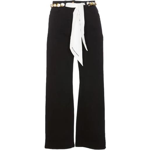 ELISABETTA FRANCHI jeans a palazzo cropped con foulard nero / 39