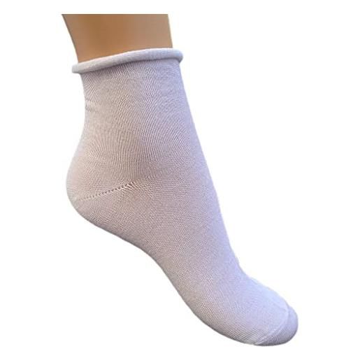 Infinity 12 paia calzini uomo senza elastico in puro cotone filo di scozia 40-46 (bianco alto)
