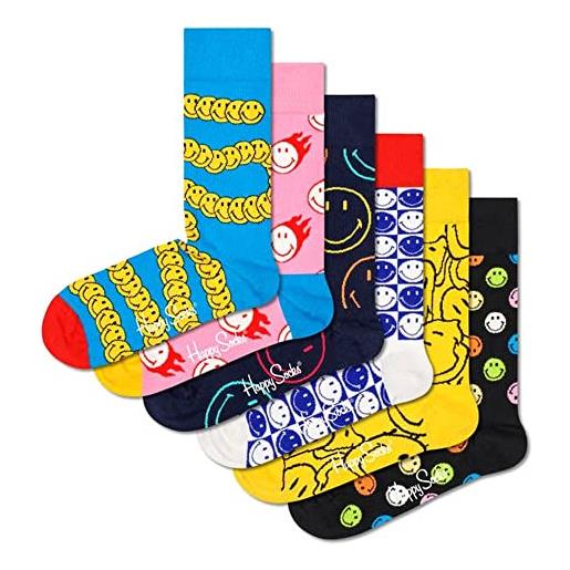 Happy Socks smiley 6-pack gift set calzini, multi, s donna