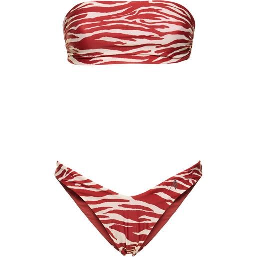 THE ATTICO printed lycra bandeau bikini set