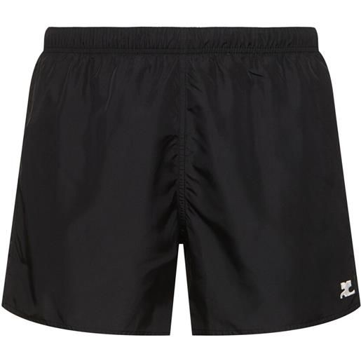 COURREGES shorts mare in techno con ricamo logo