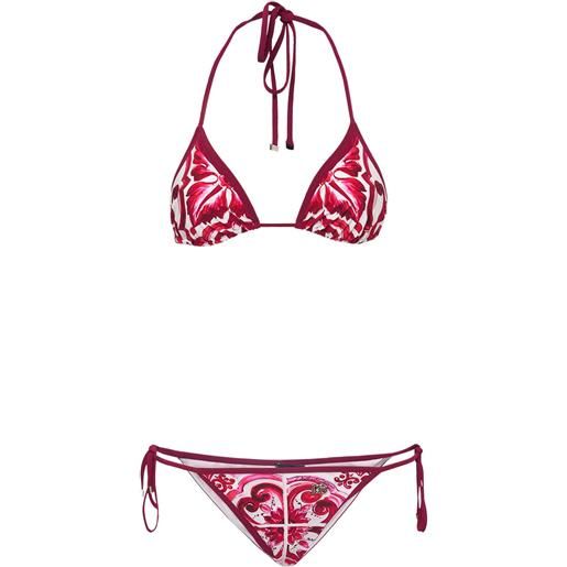 DOLCE & GABBANA set bikini in lycra stampa maiolica