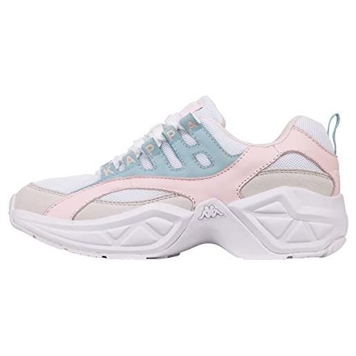 Kappa overton scarpe da ginnastica unisex - adulto, bianco (white/mint), 38 eu