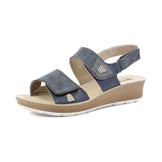 inblu sandali donna in ecopelle con doppia fascia e chiusura regolabile a strappo, plantare in pelle, dal 35 al 41, bianco, 39 eu