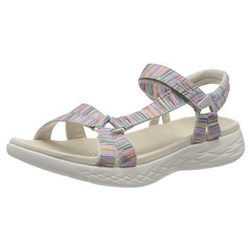 Skechers on-the-go 600, sandali a punta aperta donna, multicolore nat multi textile ntmt, 37 eu