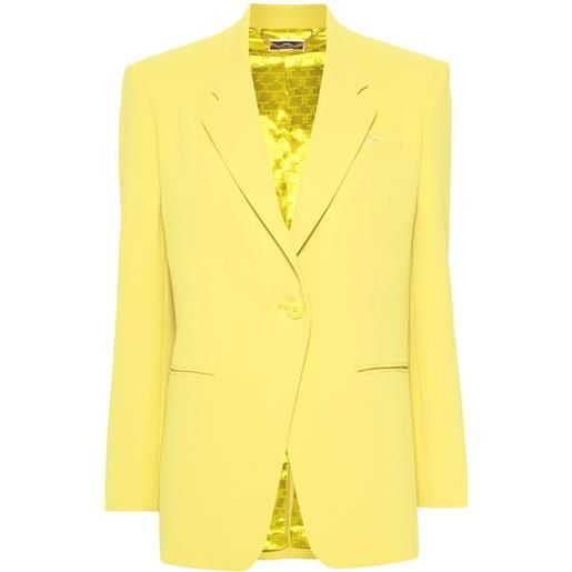 Elisabetta Franchi logo-embroidered crepe blazer - giallo