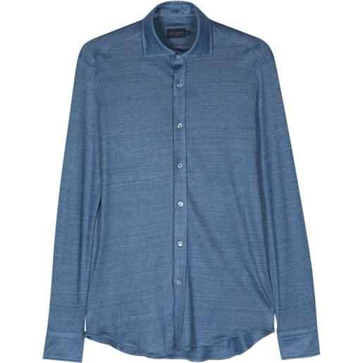 Paul & Shark spread-collar linen shirt - blu