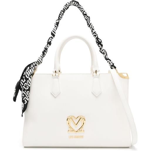 Love Moschino borsa tote con placca logo - bianco