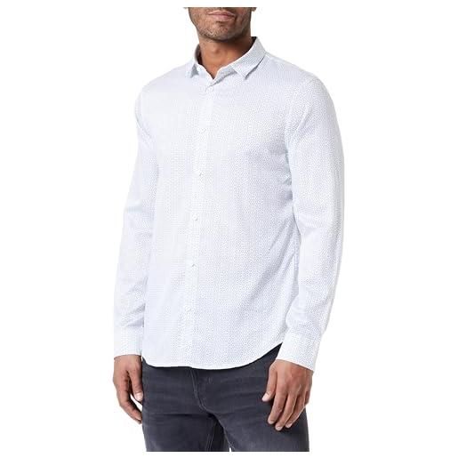 Armani Exchange vestibilità regolare, maniche lunghe, micro white exagon maglietta, weiß, m uomo
