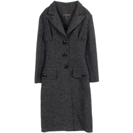 Louis Vuitton Pre-Owned - cappotto con dettaglio arricciato anni 2000 - donna - poliammide/lana/poliestere - taglia unica - nero