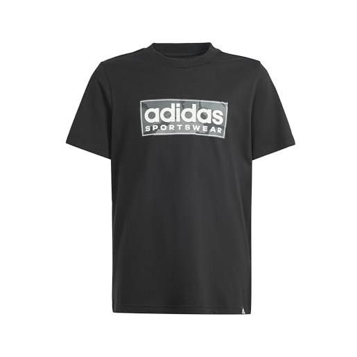 adidas camo linear graphic tee kids maglietta, black, 12-13 years boy's