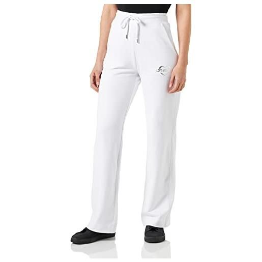 Love Moschino wide leg jogger pantaloni casual, optical white, 40 da donna