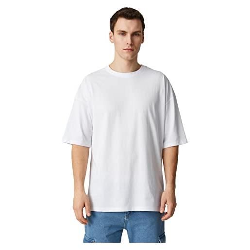 Koton oversize rundhals kurzarm t-shirt, t-shirt uomo, gebrochenes weiß (001), 