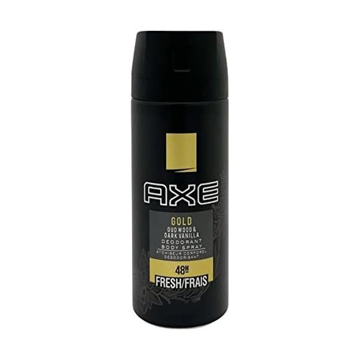 Axe, deodorante spray per il corpo oro, oud wood & dark vanilla, confezione da 3 pezzi, 150 ml