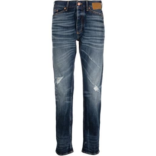 Palm Angels jeans dritti con effetto vissuto - blu