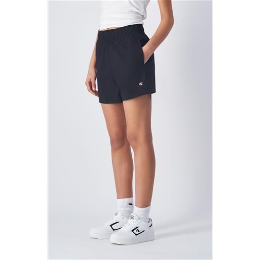 Champion shorts in popeline di cotone c logo nero donna