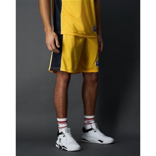 Champion shorts in tessuto mesh logo usa giallo uomo