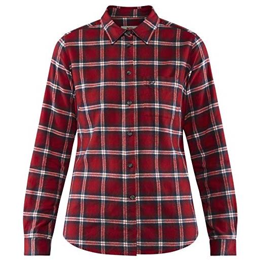 Fjallraven övik flannel shirt w t-shirt a manica lunga, donna, deep red, s