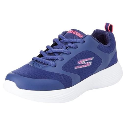 Skechers girls, sneaker, navy textile/pink trim, 36 eu