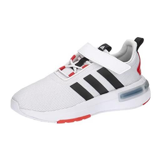 adidas racer tr23, scarpe da ginnastica unisex - bambini e ragazzi, ftwr white core black bright red strap, 35 eu